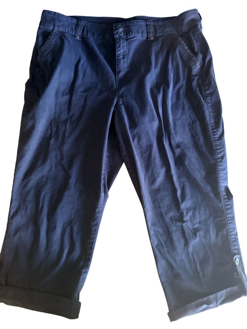 Gloria Vanderbilt Womens Navy Capri Pants Sz 16 Slim Effect Cotton Bl Strretch